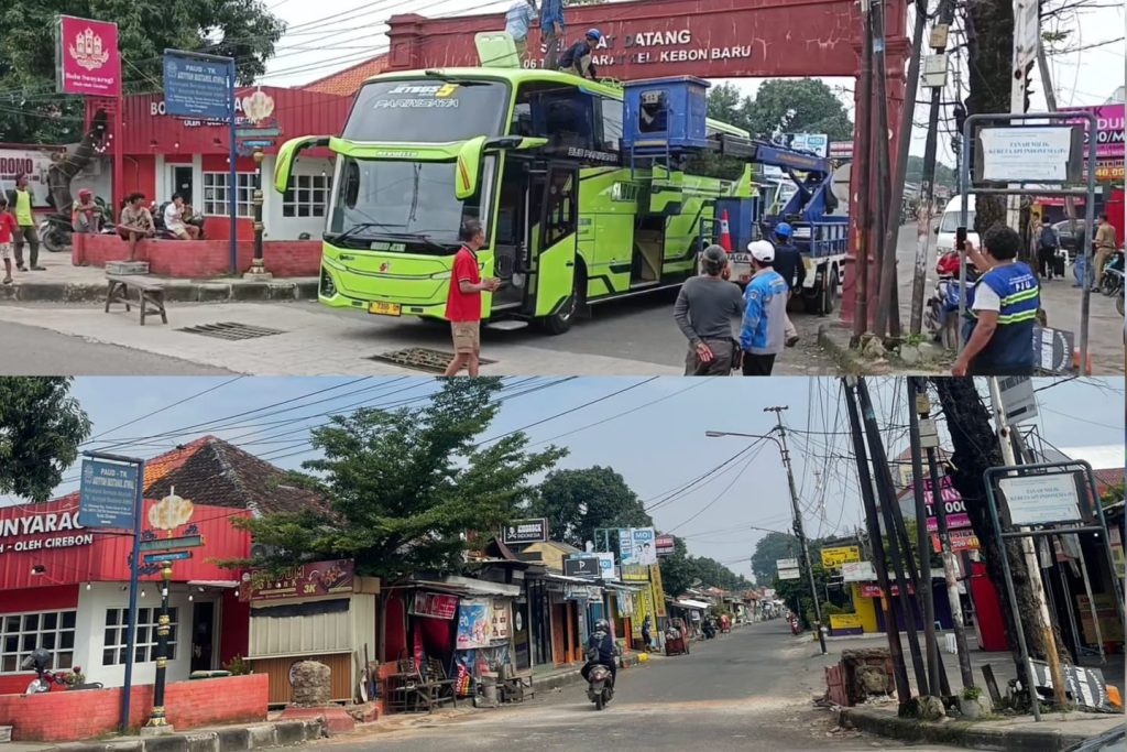 gapura tanda barat bus tersangkut